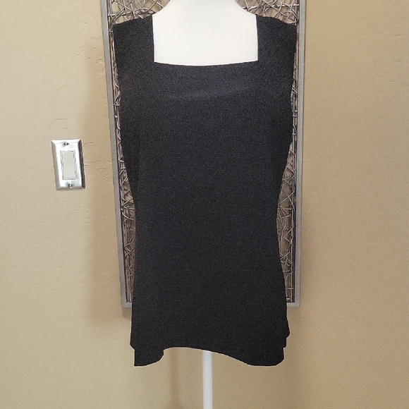 Boston Proper Tops - Boston Proper Elegant Black Square Neck Sleeveless Tunic